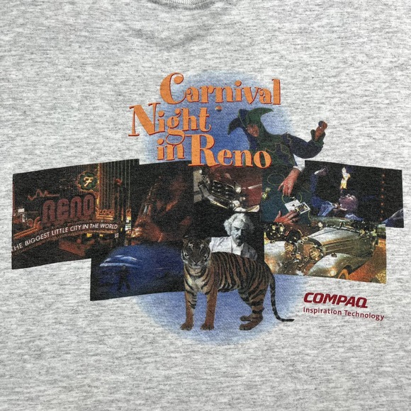 Vintage Technology T-Shirt Adult XL Gray Carnival Night In Reno Tiger Software - Picture 3 of 9